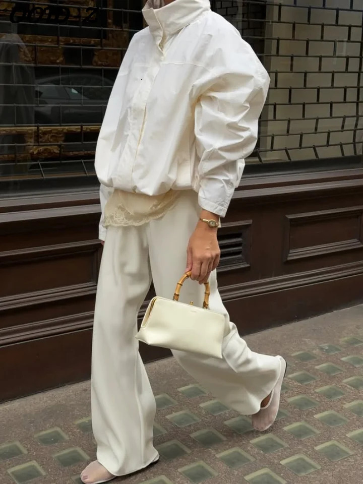 Casual Solid Stand Collar Coats Women All-matching Long Sleeve Drawstring Coat Female 2025 High Street Autumn Lady Outwears 251105