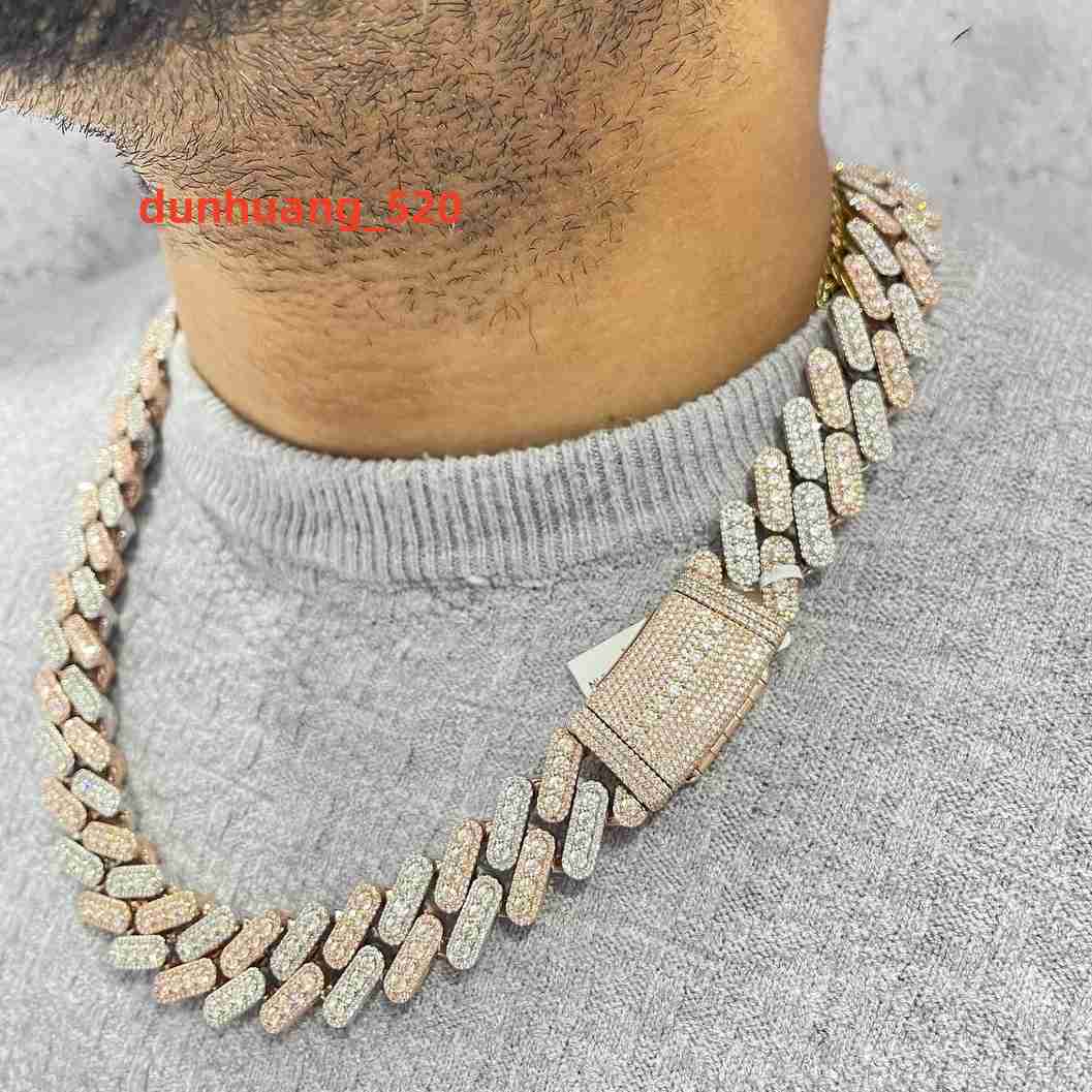 Hip Hop Jewelry for Men Pendant Necklace S925 Sterling Silver Miami Silver Moissanite Diamond Cuban Necklace
