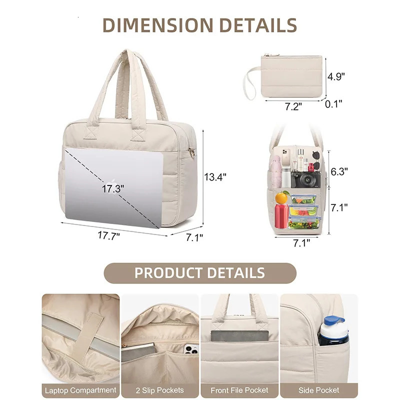 Women Travel Tote Bag Insulated Lunch Compartment Outdoor Commuting Camping Picnic Handbag Portable Laptop Luggage Shoulder Pack 251110
