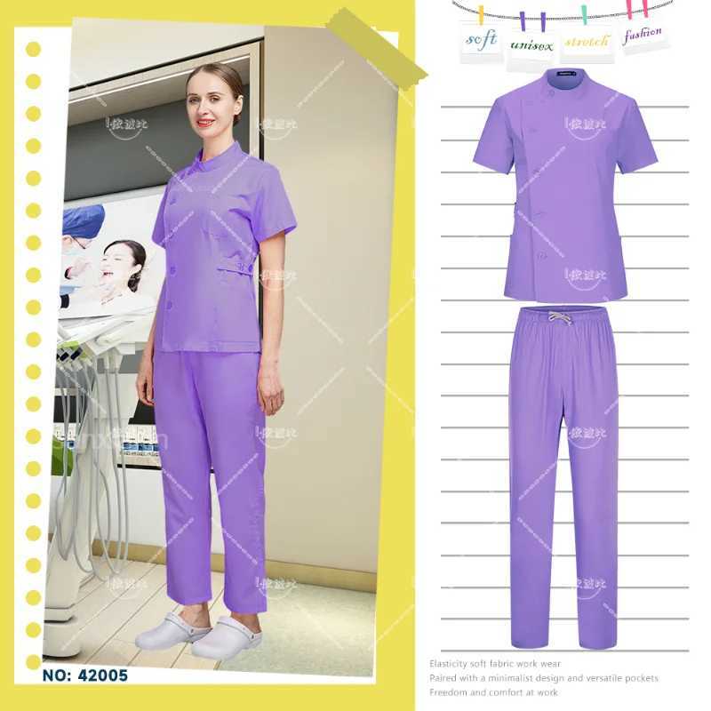 White Short Scrubber Front 3 Pocket Pants Medical Nurse Uniform Laboratory Coat Straight Leg Trouser Doctor Uniform Womens Spa Coat X250410