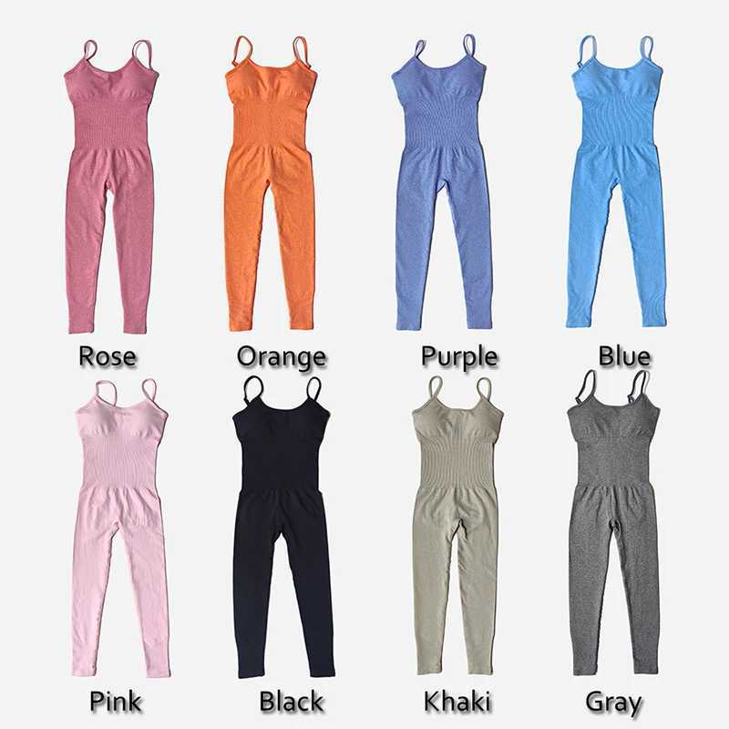Womens track yoga set seamless jumpsuit one-piece fitness exercise jumpsuit sportswear gym set womens fitness suitW250411
