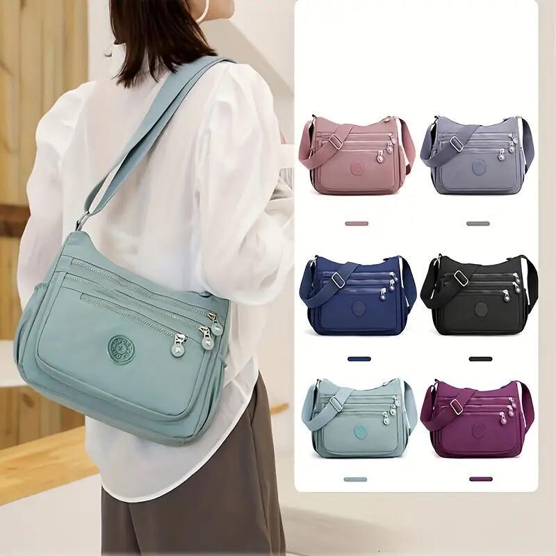 portable unisex sports pink durable outdoor travel crossbody cycling light shoulder nylon bag with zipper ddmynov