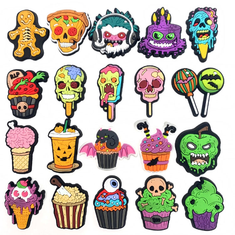 halloween food cartoon shoe flowers 20styles soft personality shoe charms clog decoration garden shoe accessories