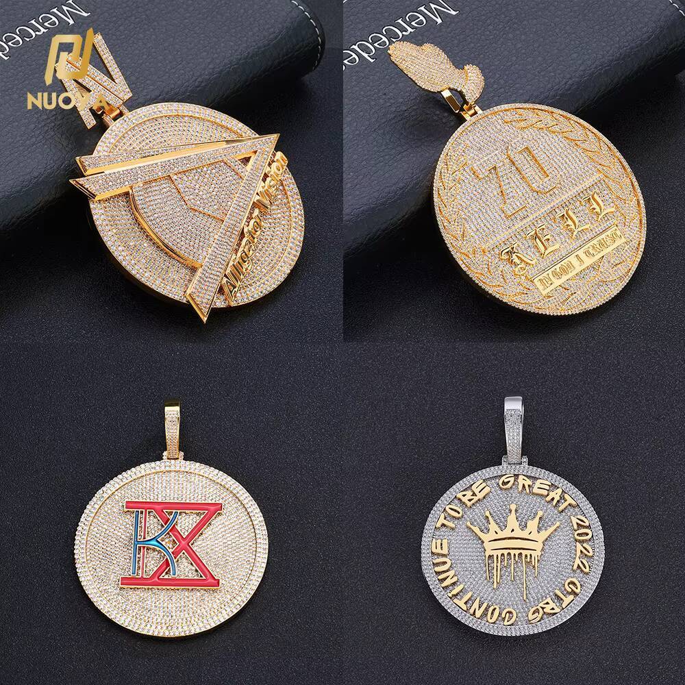 NUOYA Hip Hop Fine Jewelry 925 Sterling Silver Custom Diamond Pendant Micro Pave Iced Out VVS Moissanite Letter Pendant Customizable