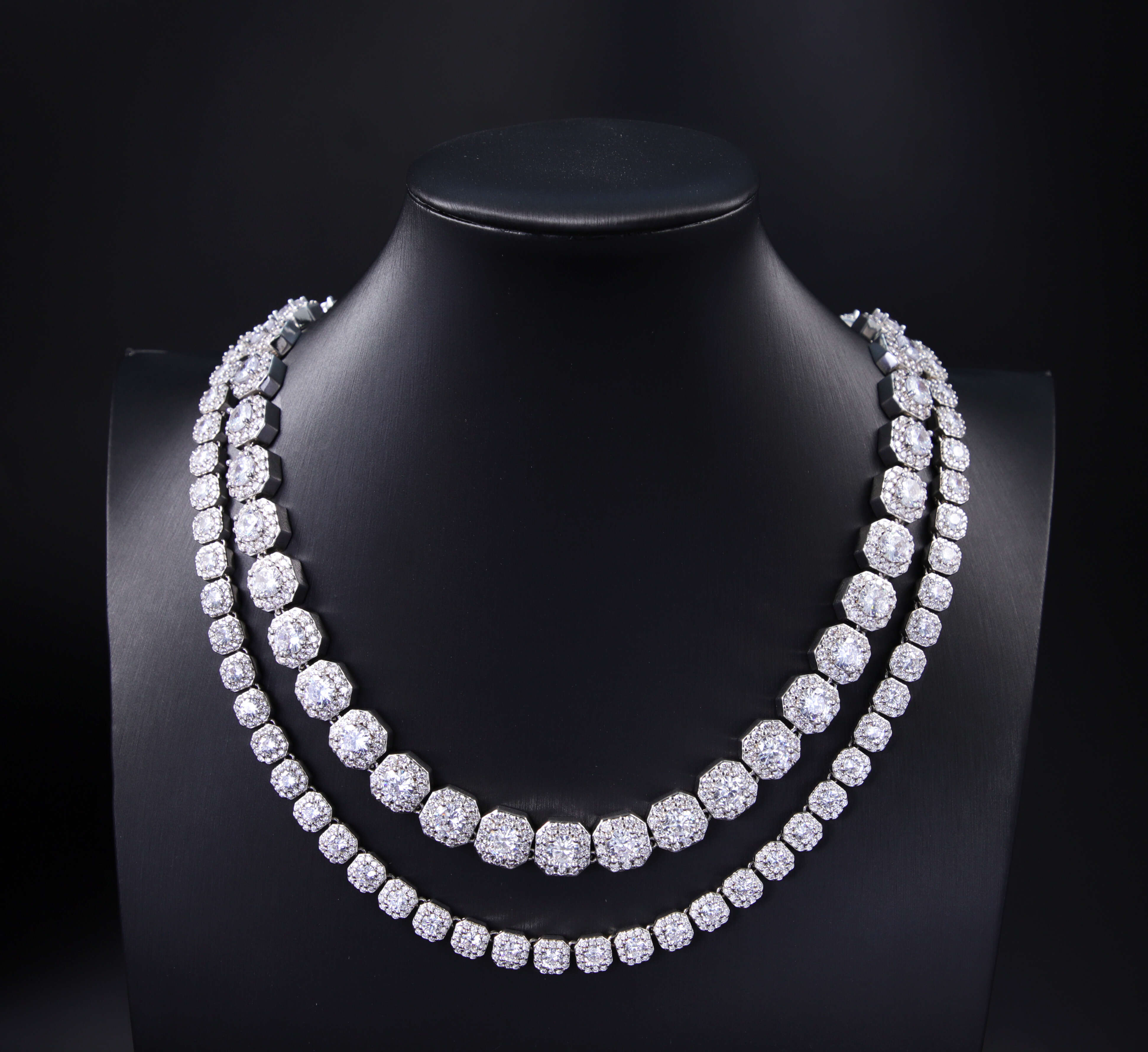 XG Pass Diamond Tester Cluster Tennis Moissanite Chains 925 Silver Tennis Chain Necklaces Vvs Moissanite Tennis Chains