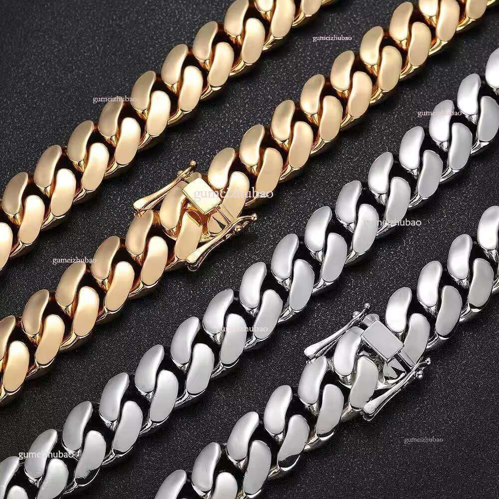 Cadenas Cubana Wholesale Hip Hop Jewelry 14K Gold Plated Choker Solid Miami Cuban k Chain Necklace for Men