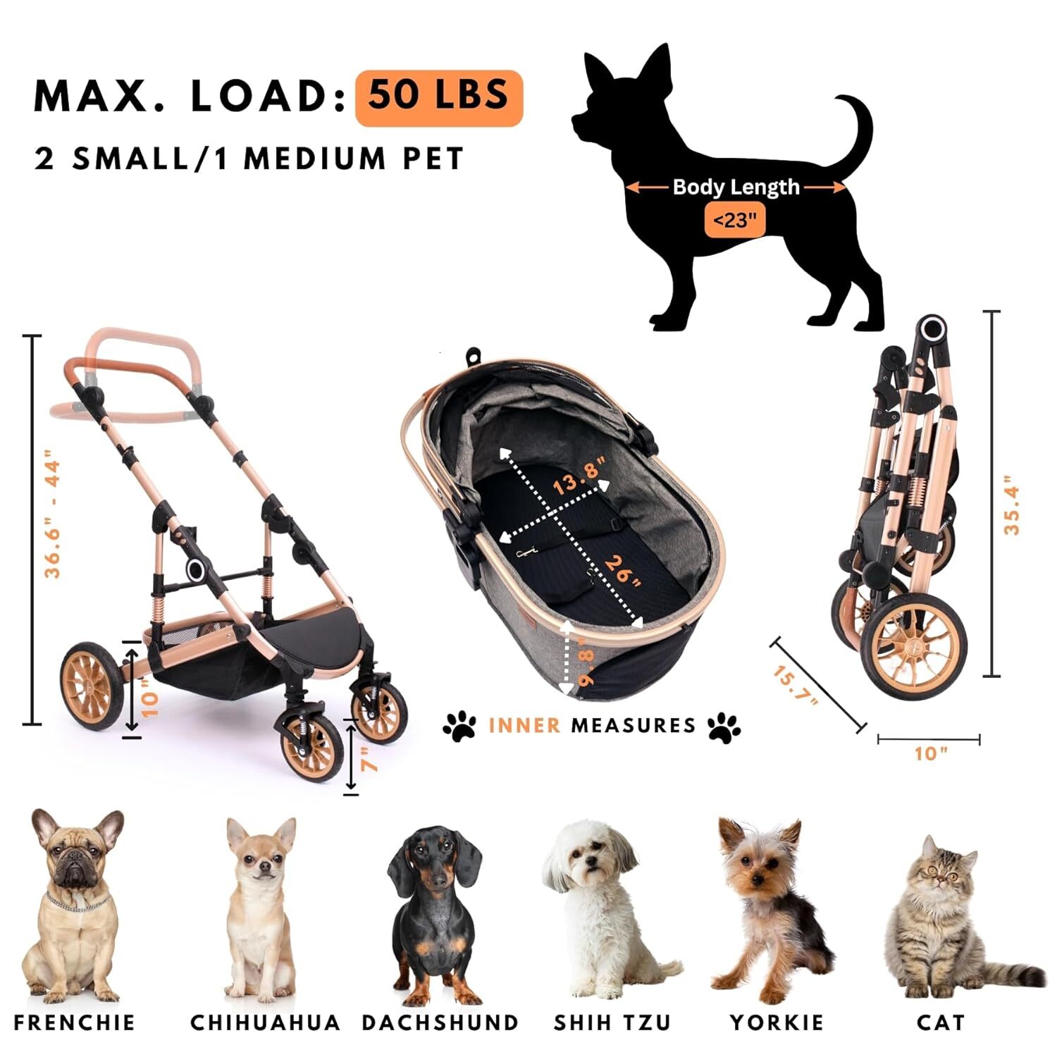 pet stroller with 4 wheels foldable pet travel harness suitable for small mediumsized dogs and cats detachable portable pet bag storage basket car sea