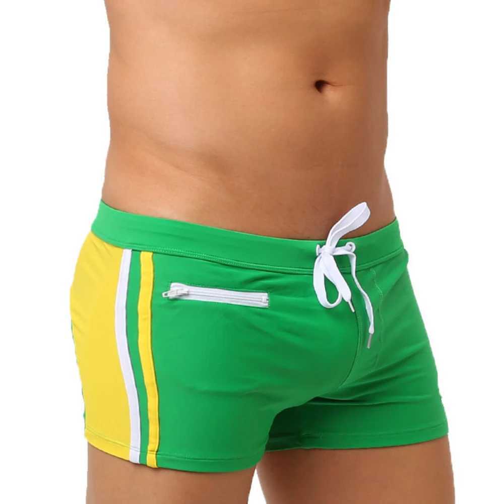 Sexy swimsuit beach quick dry mens swimsuit zip pocket swimsuit short square leg swimsuit short boardW250410