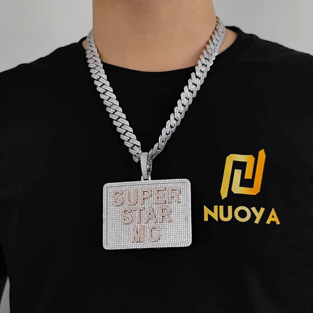 NUOYA Custom Hip Hop Jewelry 18K Gold Plated Iced Out Bing Moissanite Fashion Pendant Customizable