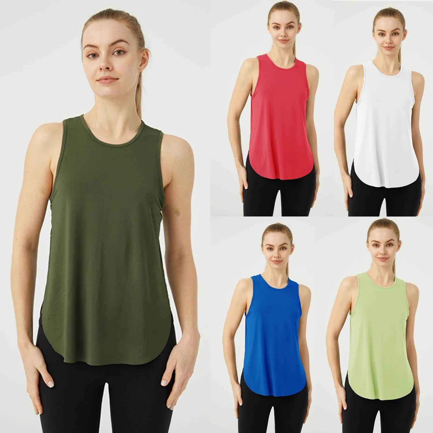 Hot summer sleeveless yoga T-shirt womens loose fitness running vest breathable quick drying fitness vest womens sportswearW250411