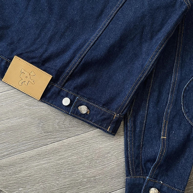 blue embroidered denim jacket and pants set casual oversized streetwear trend matching track 250401