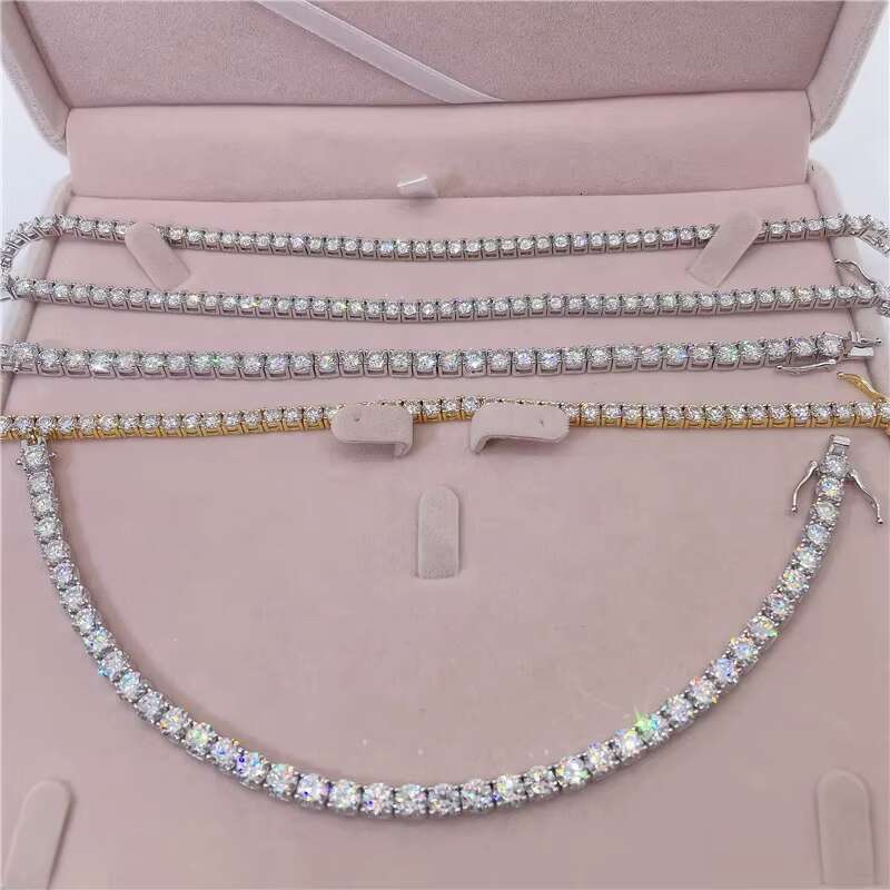 Elegant Fashion 925 Silver 18K Gold Plated Tennis Bracelet VVS Moissanite Diamond Bracelet