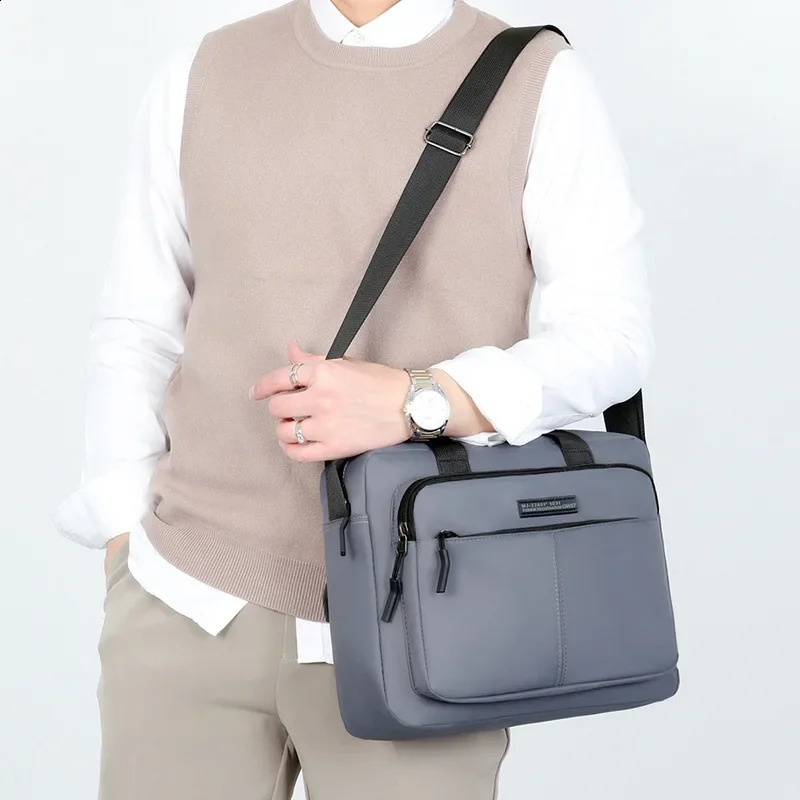 Mens large capacity horizontal shoulder bag messenger public document multifunctional and simple A4 book handbag business 250409