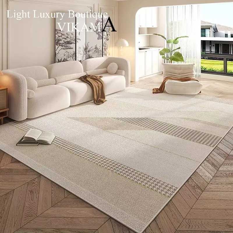 VIKAMAM French Cream Style Carpet Living Room Sofa Coffee Table Rug Washable Erasable Home Bedroom Bedside Floor Mat Checkroom Y251110