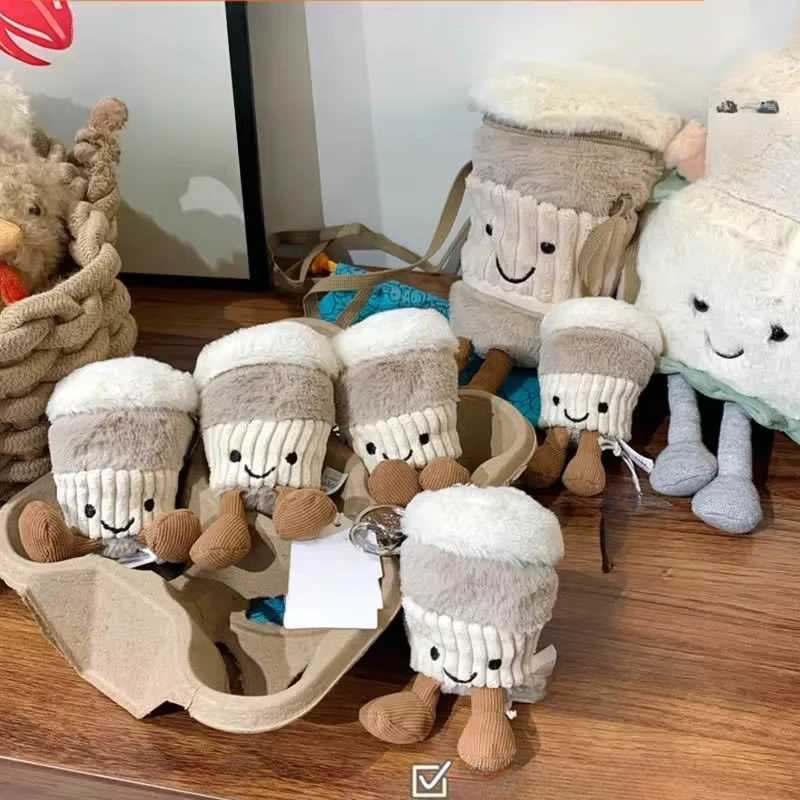 Label Jelly Cat Plush Toy Coffee Cup Keychain Pendant Cute Accommodation Bag Filled Holiday Gift Jelly Cat Animal W250411