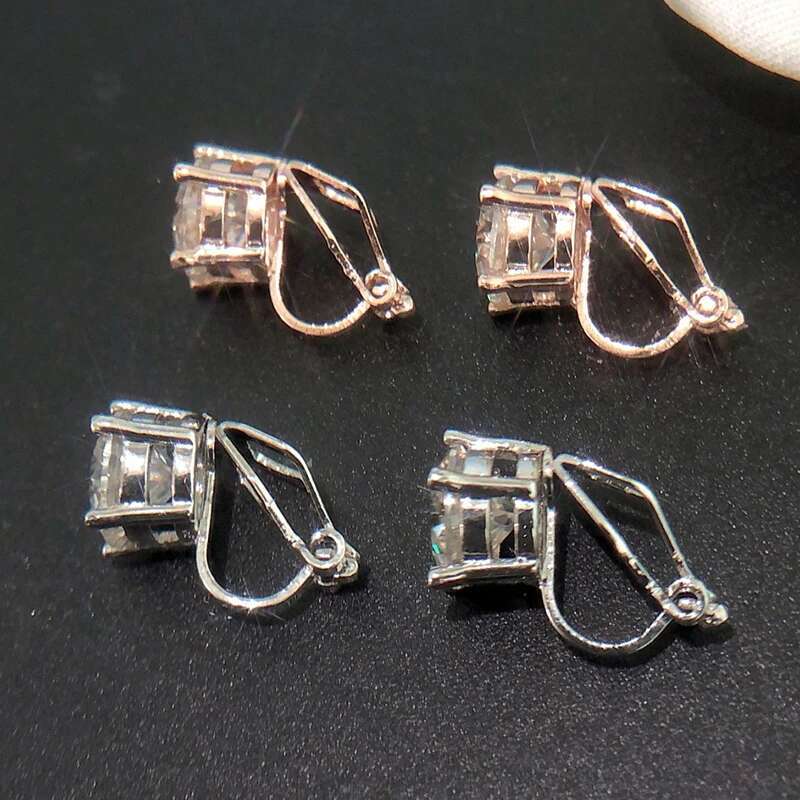 Luomansi Real S925 Sterling Silver 2CT 8MM Moissanite Ear Clips Passed Diamond Test Wedding Party Womens Fine Jewelry