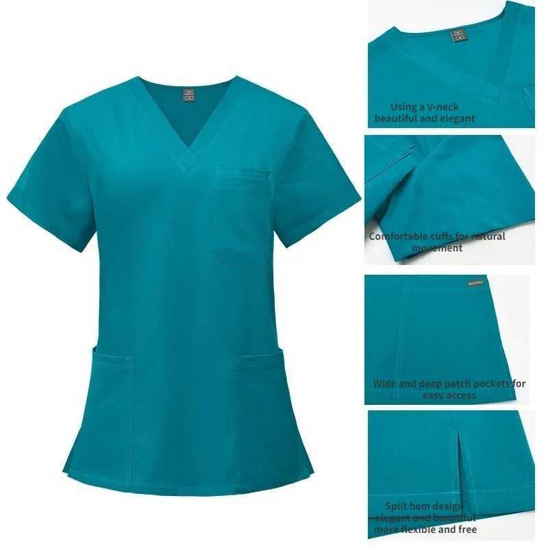 New frosted set medical uniform elastic frosted top pocket pants nurse uniform doctors surgery beauty Sn workwear X250410