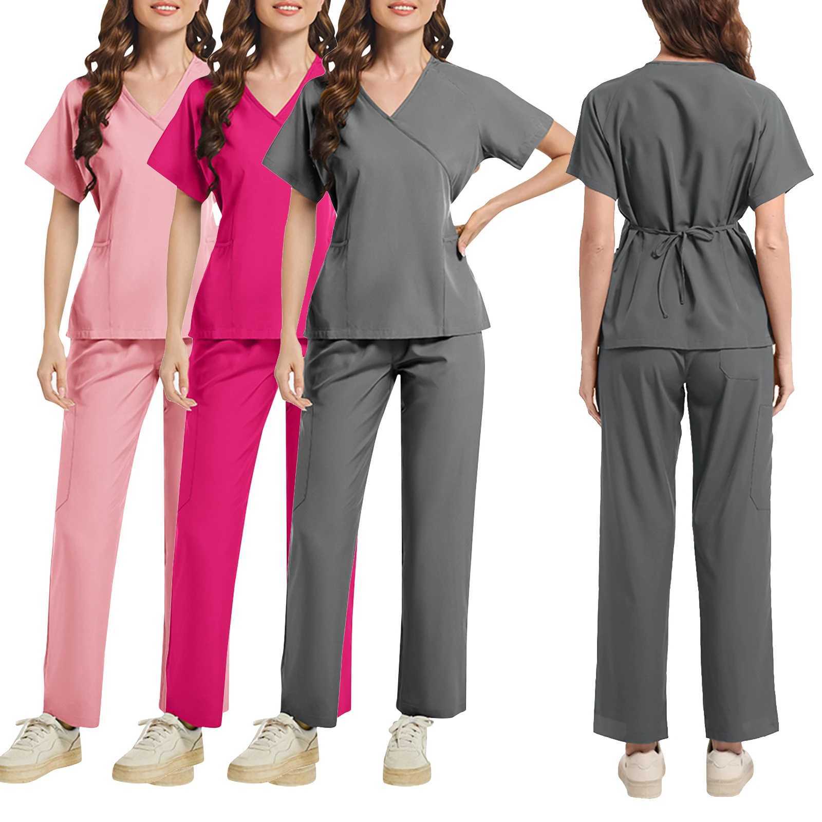 Nurse Scrubs New Fashion Medical Matte Soft Breathable Running Pants Set Surgical Uniforms Female Nursing Clinician Work Clothes X250410