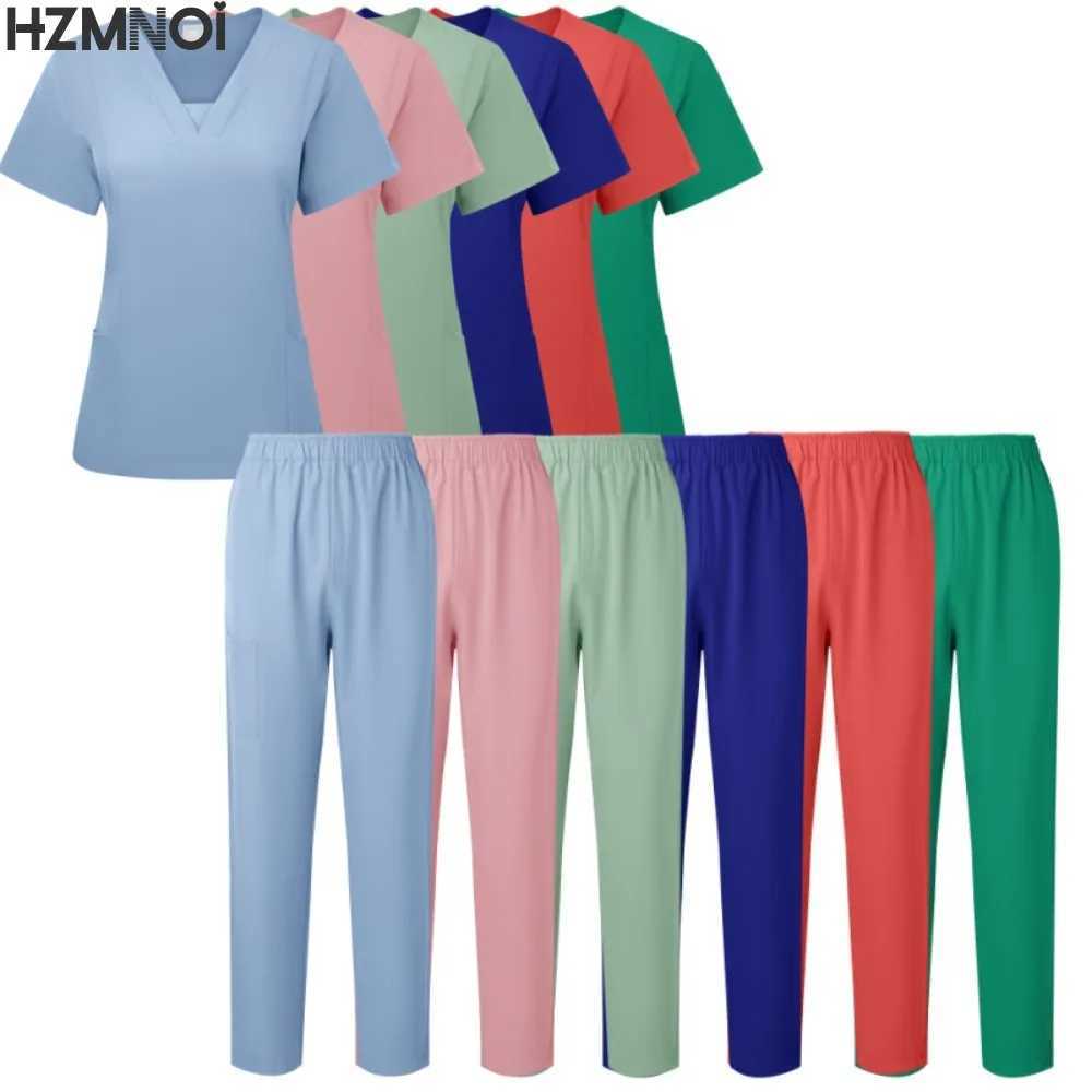 New Scrubs Medical Uniforms Women Nurse Uniform Thin Breathable Medical Scrub Tops Elastic Scrubs Pants Doctor Workwear Overalls X250410
