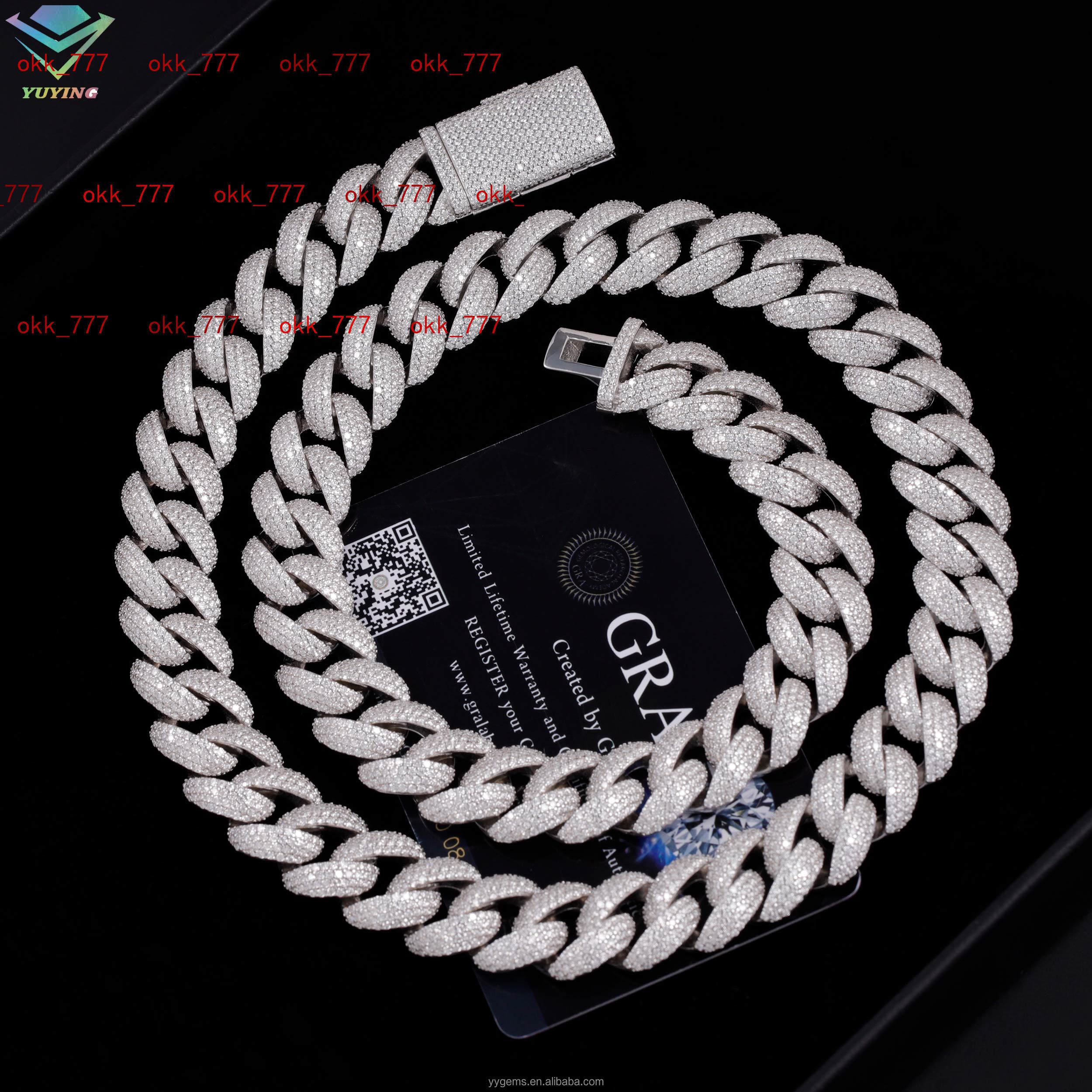 Pass Diamond Test Iced Out Jewelry Moissanite Necklace 925 Sterling Silver Cuban Link Chain Iced Out Moissanite Cuban Chain