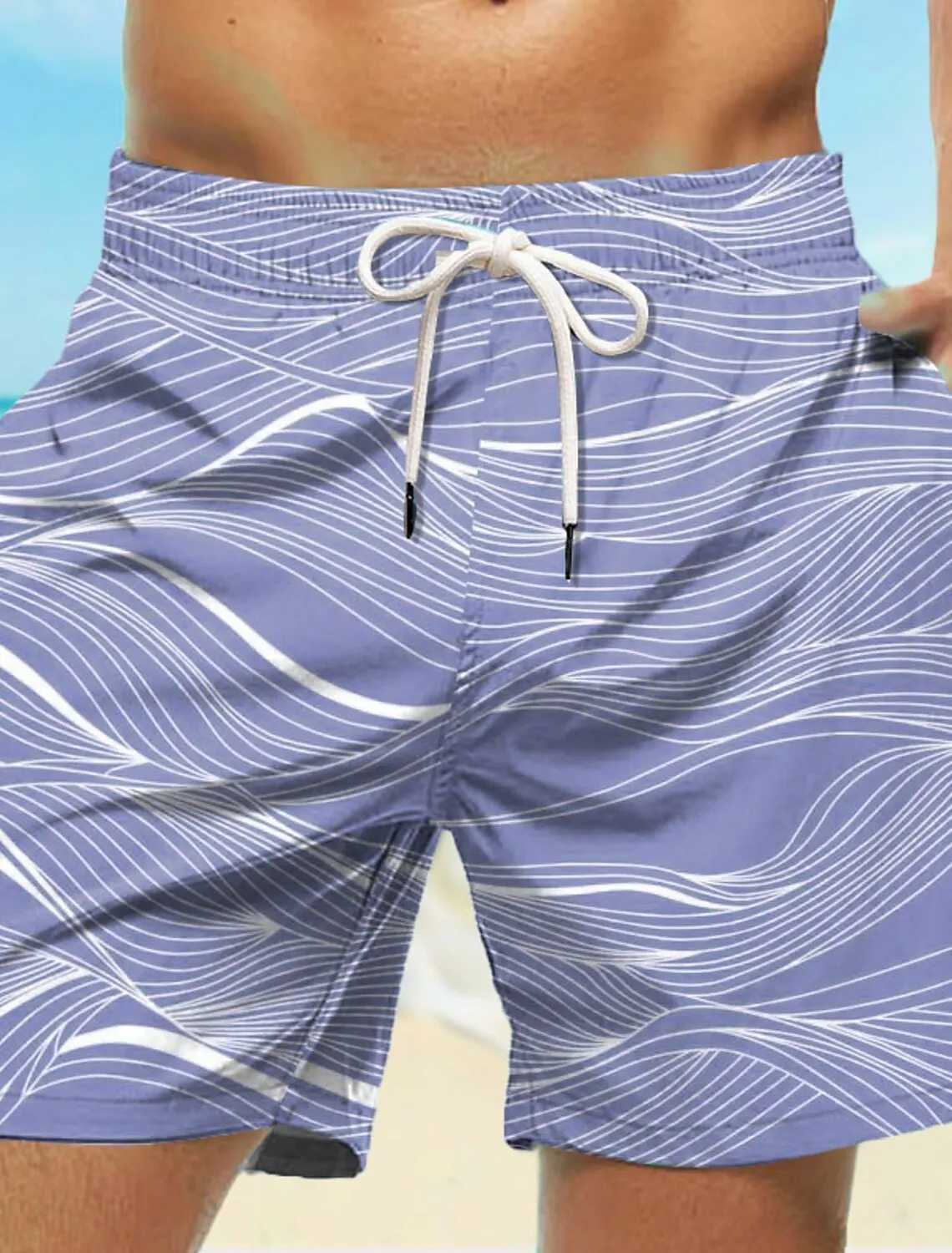 New Mens Board Short Swimming Short Tree Trunk Dragging Wave Graphic Printing Fast Drying Leisure Vacation HawaiiW250410
