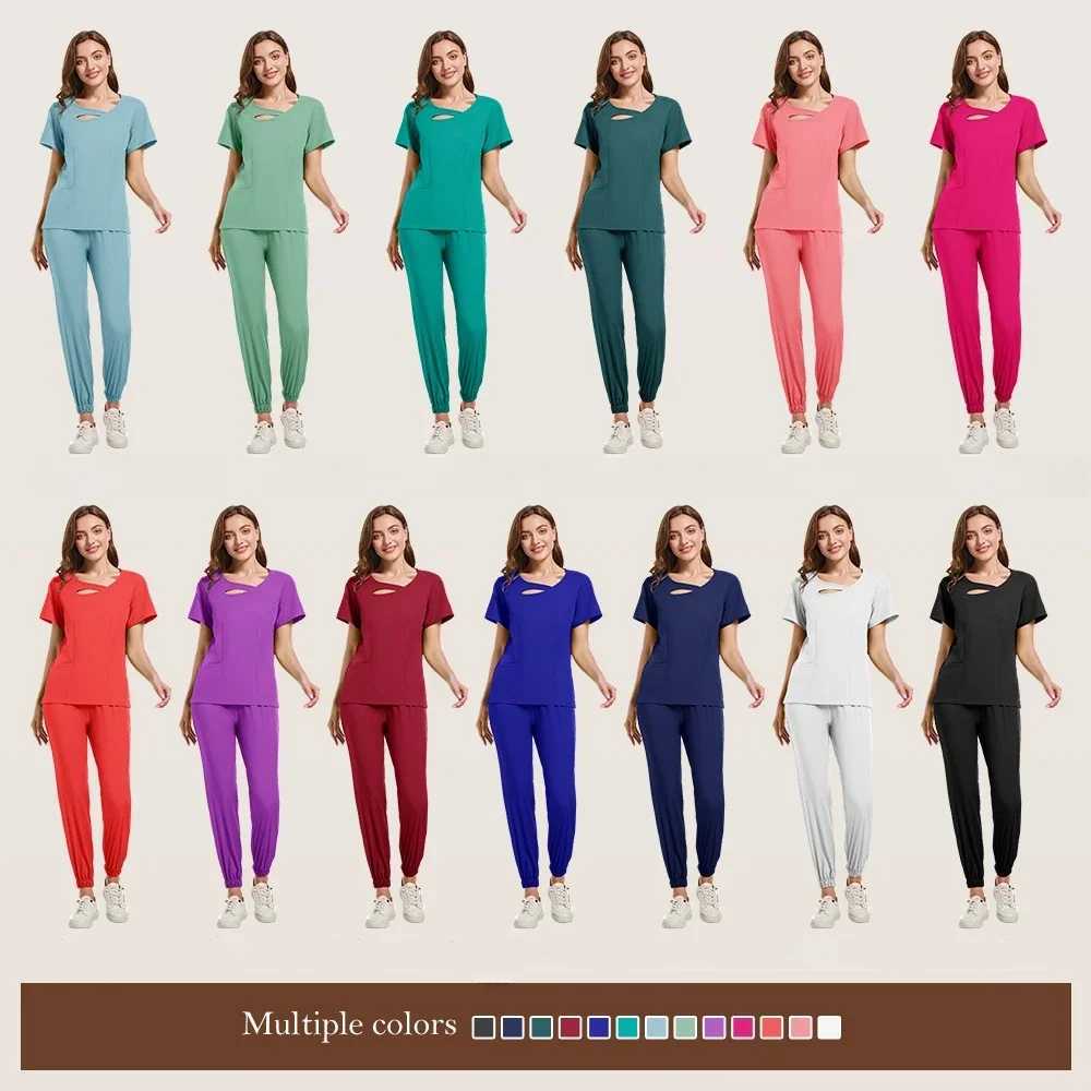 Medical frosted dental care accessories short Slyved top+pants set surgical suit women breathable frosted spa uniform X250410