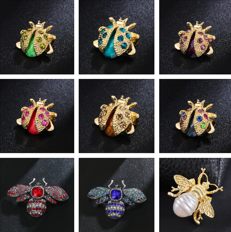 Exquisite Insect Shaped Design Charming Rhinestone Carved Brooch Seven Star Ladybug Shaped Temperament For Womens Daily Wear And Decoration Brooch