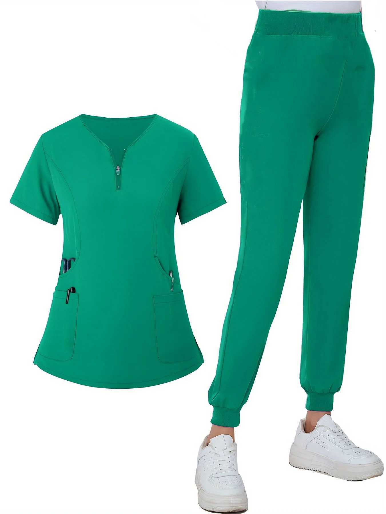 Babyoung multi-color womens short top+pants medical nurse uniform frosted set X250410