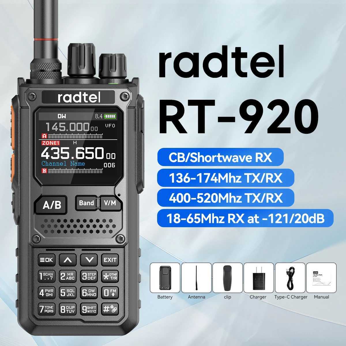 Radtel RT-920 10W Walkie Talkie Long Range SW MW LW AM SSB CB Receive Wireless Phone Programming Ham Ra HF NOAA H251111