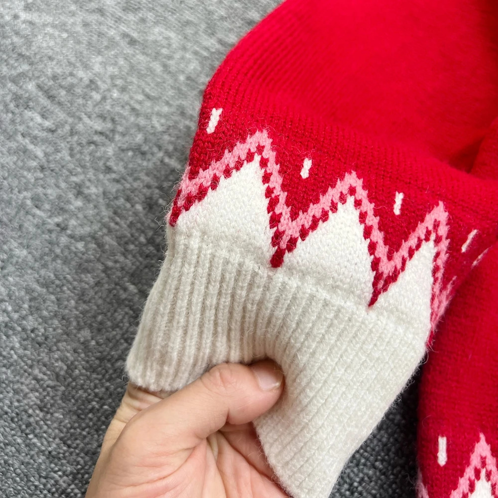 YuooMuoo Fashion Christmas Red Pullover Sweaters Women Autumn Winter Romantic Heart Knitted Fair Isle Sweaters Shirts 251106