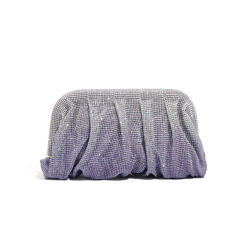 XIYUAN Shinny Ruched Rhinestone Clucth Purse Women Evening Bags Fashion Party Dinner Handbag Bridal Makeup Bag 251106