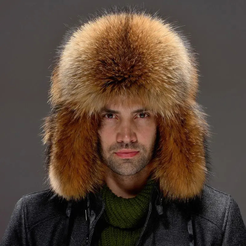 Winter Men Hats Brown Fox Fur High-end Elegant Warm Soft Not Wool Outdoor Hiking Caps Windproof Thick Europe Earflap Hat 251110 - view 7