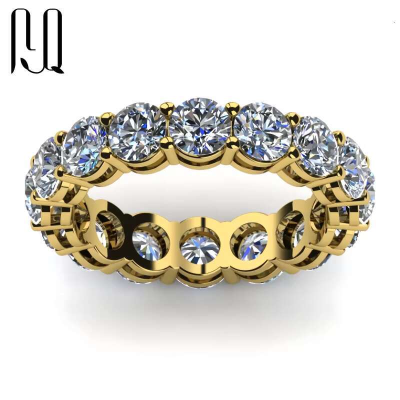PYQ 5mm/0.5ct D Color Promise Eternity Band Rings 925 Sterling Silver Moissanite Wedding Rings