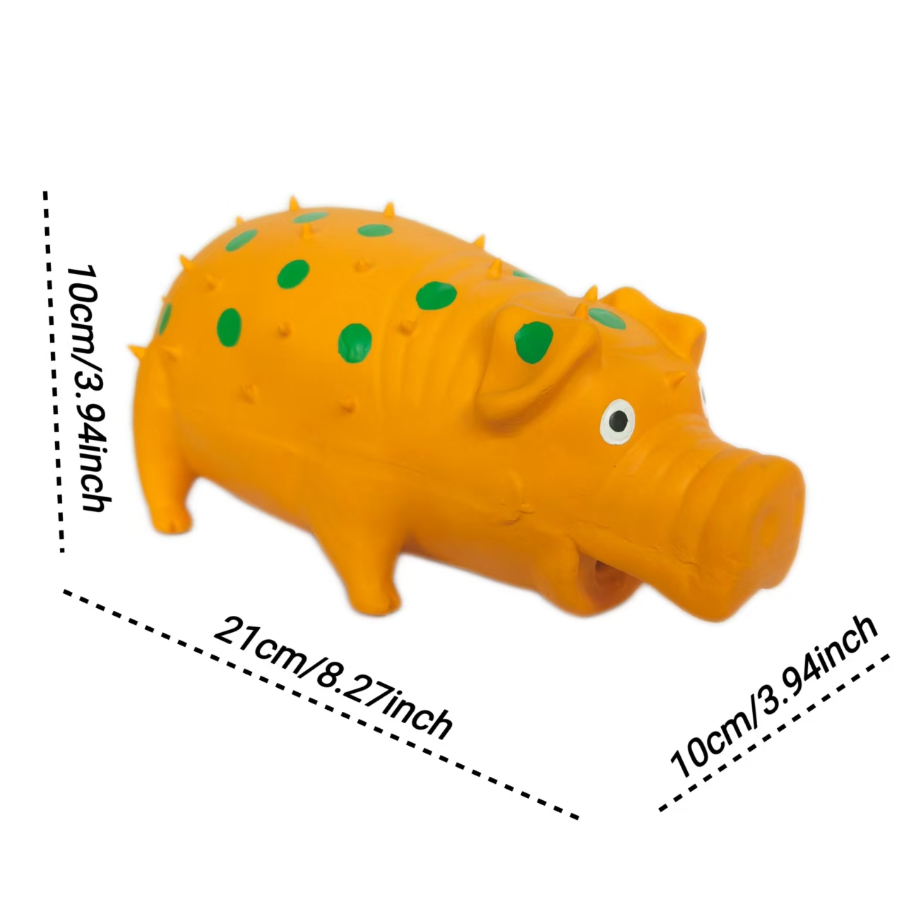 Squeaky Rubber Chewy Dog Toy Soft Natural Latex Interactive 21cm Grunting Oinks Spike Dog Toys with Bright Colors for Giant Large Dogs Surprised 2pcs/