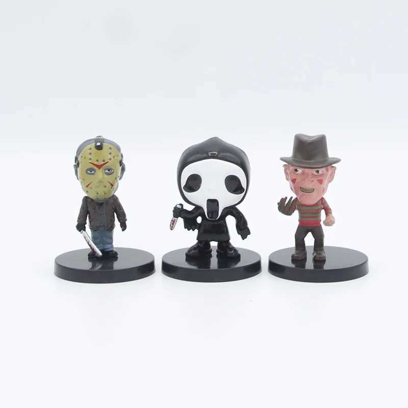 10 Pieces / Set Horror Film Series Jason Freddy Clown Action Figure Toys PVC Model Halloween Gift Vinyl Figurine Doll Gift C251111