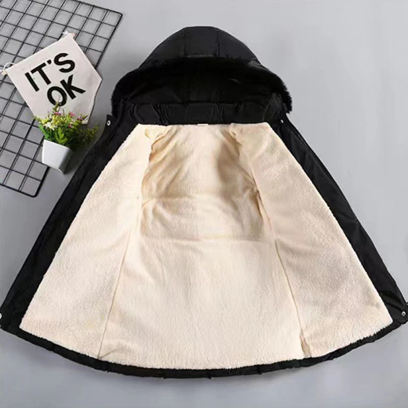 2025 Kids Down Long Outerwear Winter Autumn Teen Cotton Clothes Girls CottonPadded Parka Coats Big Children Thicken Warm Jacket 2501105