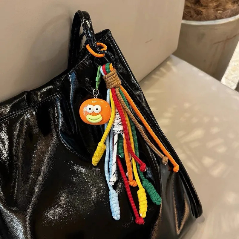 Cute Sausage Mouth Keychain With Stripe Ropes Bag Charm Decoration Hanging Pendant Accessories Colorful Tassel Ropes Phone Strap 251110