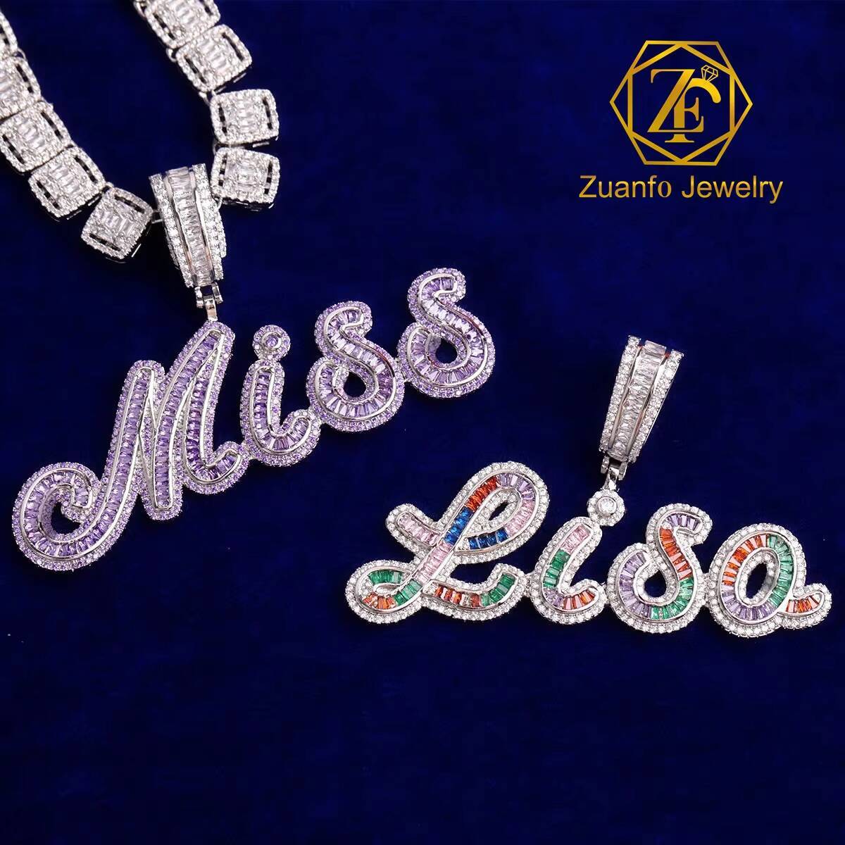 HipHop Luxury 925 Sterling Silver VVS Moissanite Diamond Pendant with Fully Iced Name Letter Fine Pendants Charms Customizable