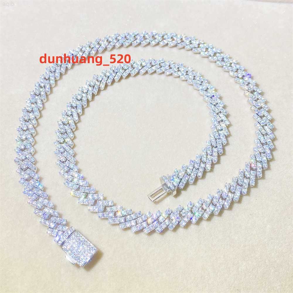 Silver Dainty Moissanite Fine Jewelry Necklaces Diamond Custom Men Rhodium Plated Hiphop Jewelry Cuban Chain