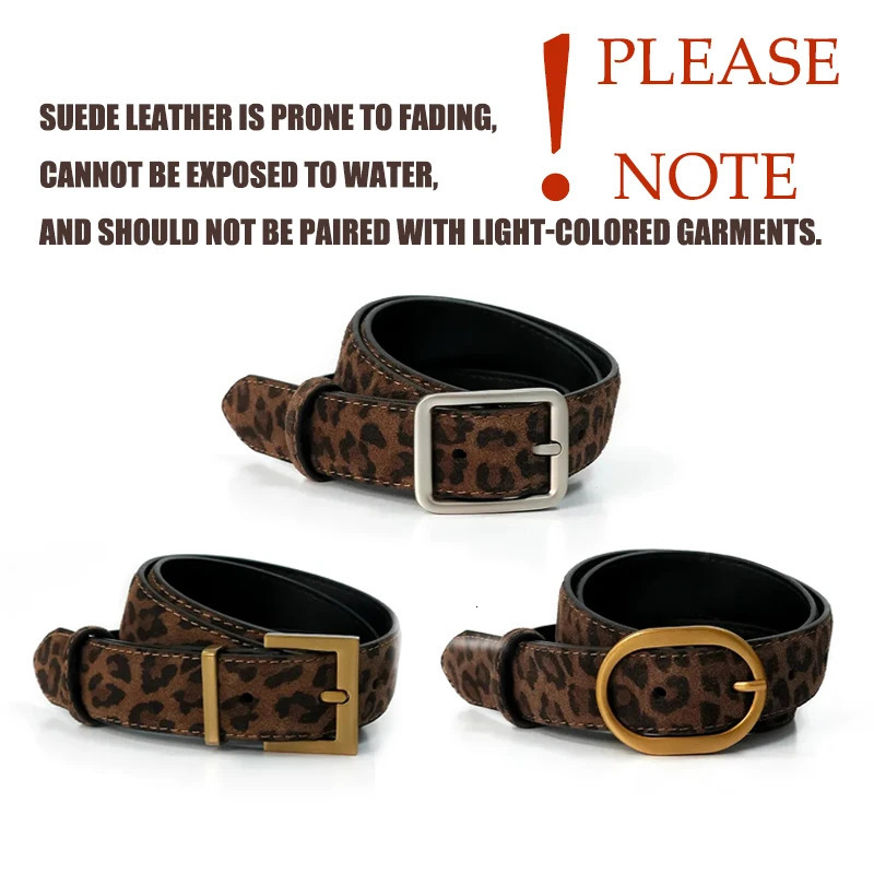 Leopard Print Womens Belt Vintage Chic Suede Leather Belts with Metal BuckleFashion Y2K Belt for Dress Skirt and Jeans 251110