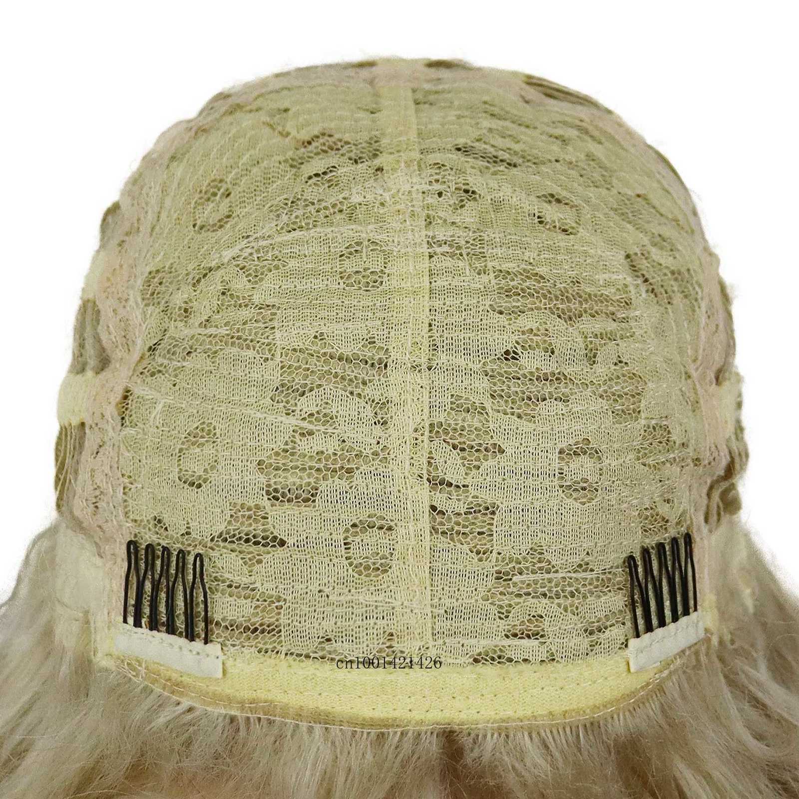 Synthetic Hair Realistic Long Yellow Blonde Curly Wig Free Part Hairline Light Thick Fluffy Wavy Wigs Natural Roleplay CosplayT251111