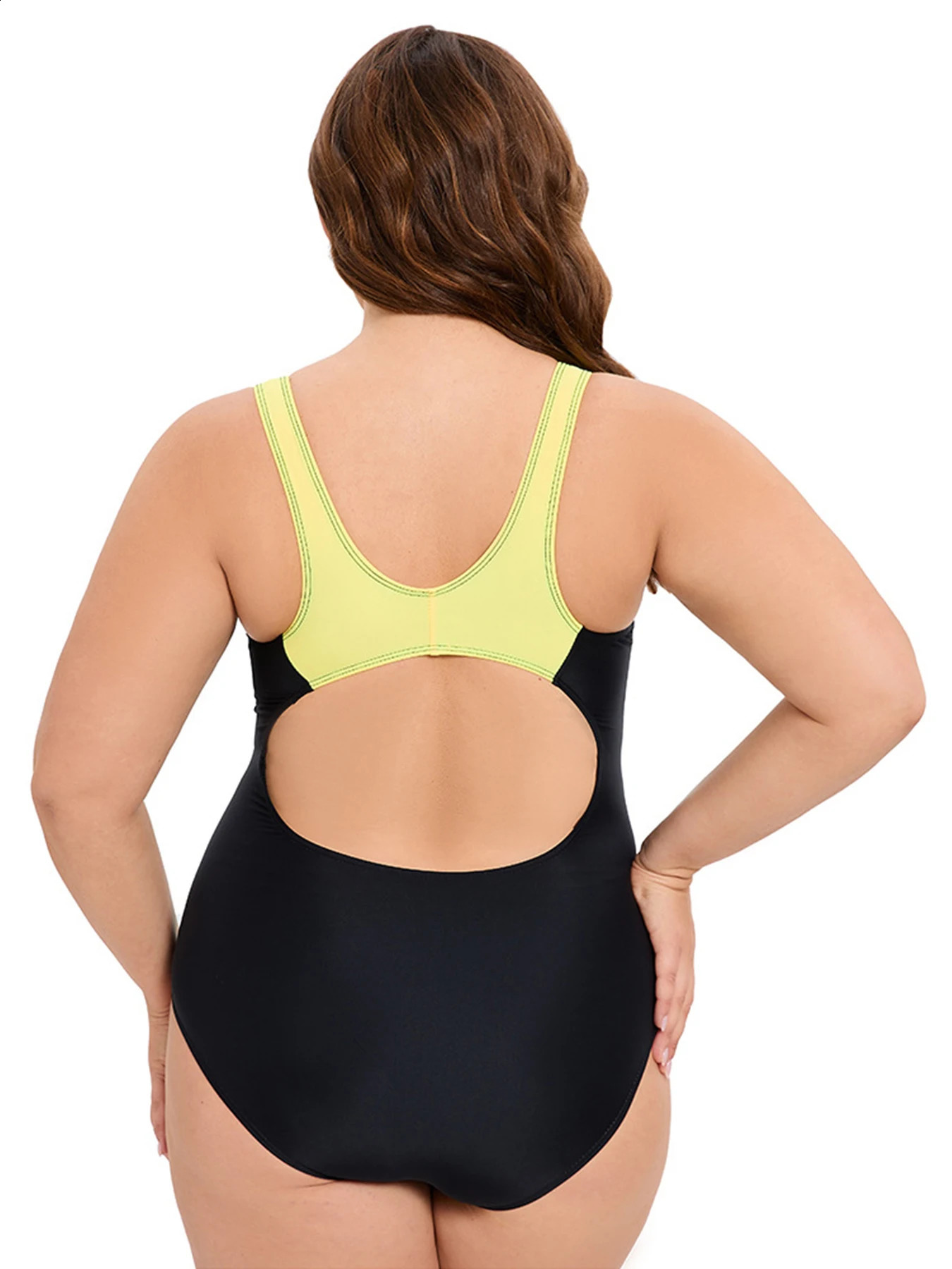 XL-5XL Patchwork Sports Swimwear Women One Piece Swimsuit Female Professional Swimming Suit For Women Backless Bathing Suit 250410