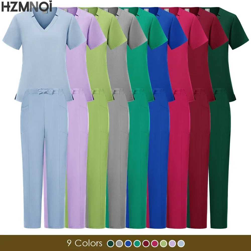 Medical Uniform Scrub Sets Uniform Women Joggers Veterinary Pet Clinic Nursing Accessories Breathable Short Slved Top Pant Set X250410
