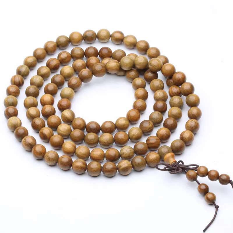 Natural Green Sandalwood Prayer Wooden Beaded Bracelets 108 Malas Bracelet Tibetan Buddhist
