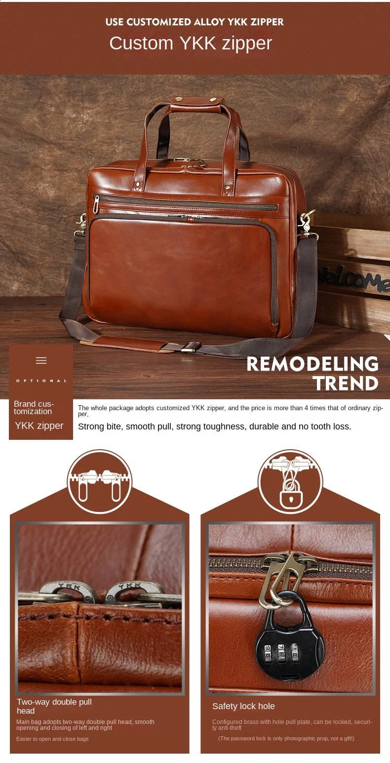 business leather mens handbag Surface 15.6-inch laptop bag shoulder cross body briefcase large capacity 250410