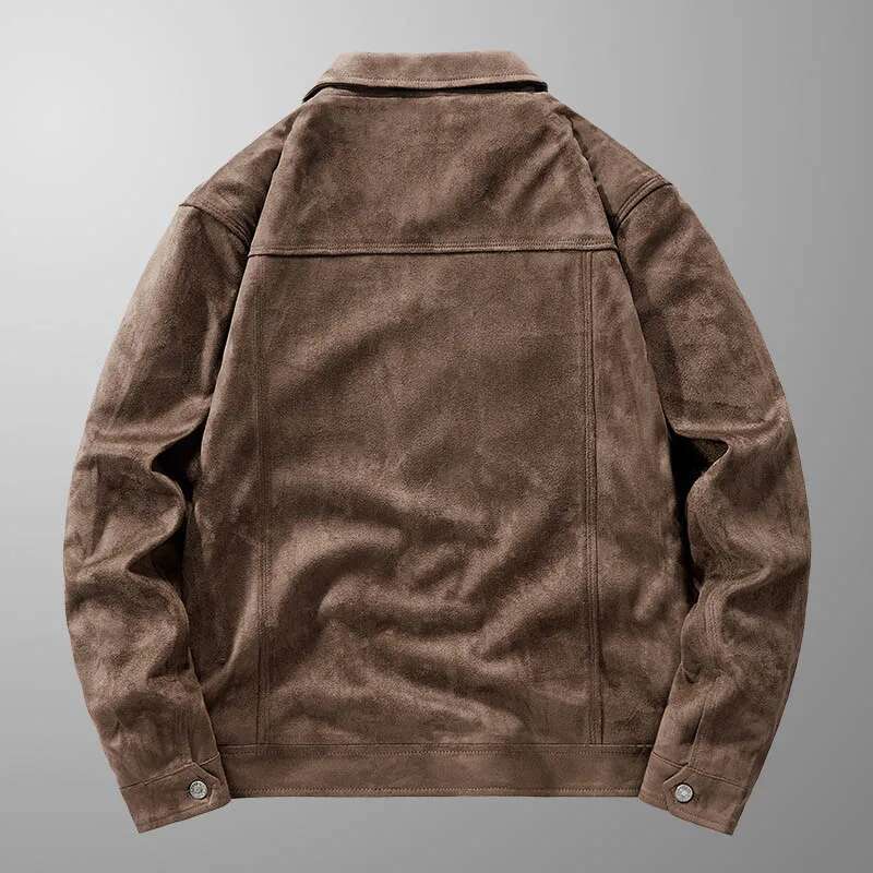 Mcikkny New Men Cargo Suede Jackets Solid Color Vintage Leather Outwear Coats For Male Size M-4Xl