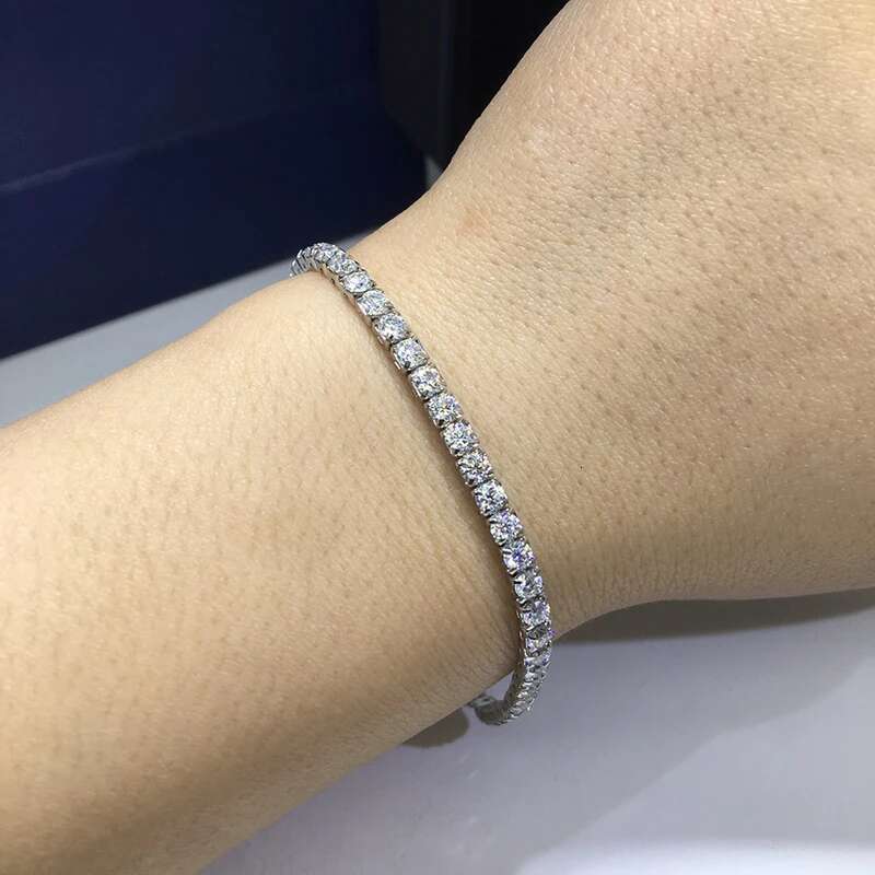 Luomansi Real 3MM D Moissanite Tennis Bracelet Passed the Diamond Test S925 Silver Jewelry Wedding Party Birthday Gift 16+5CM