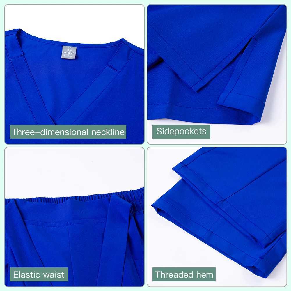 New Doctor Surgery Overalls Medical Uniforms Scrubs Sets Stretch Tops Pants with Pockets Clinical Nurse Uniforms Beauty Workwear X250410