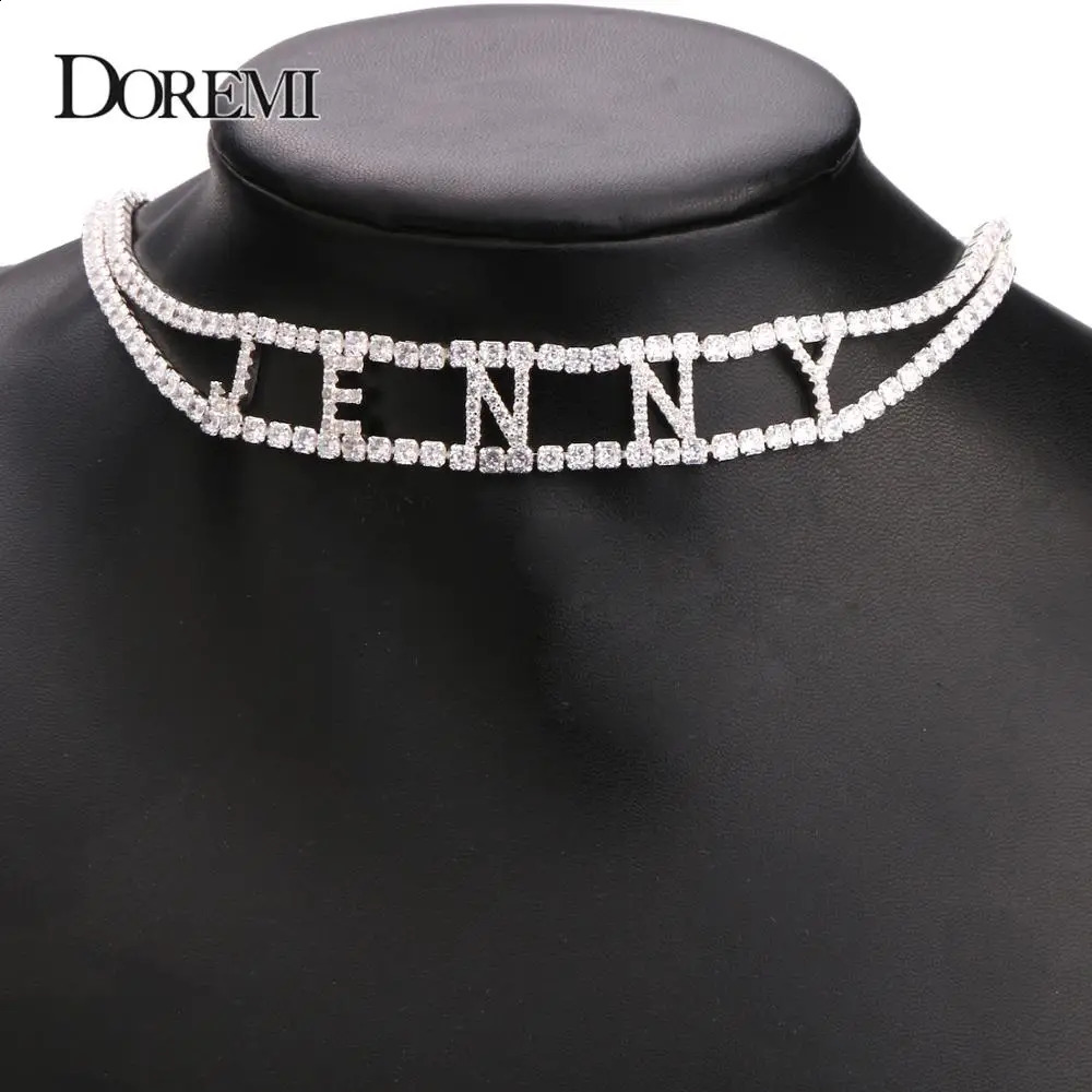Doremi 9mm 3A Zircon Customized Name Necklace with 2 Rows 3mm Tennis Chains Personalized Name Number Suffocating Female Ice Out Name Chain 250409