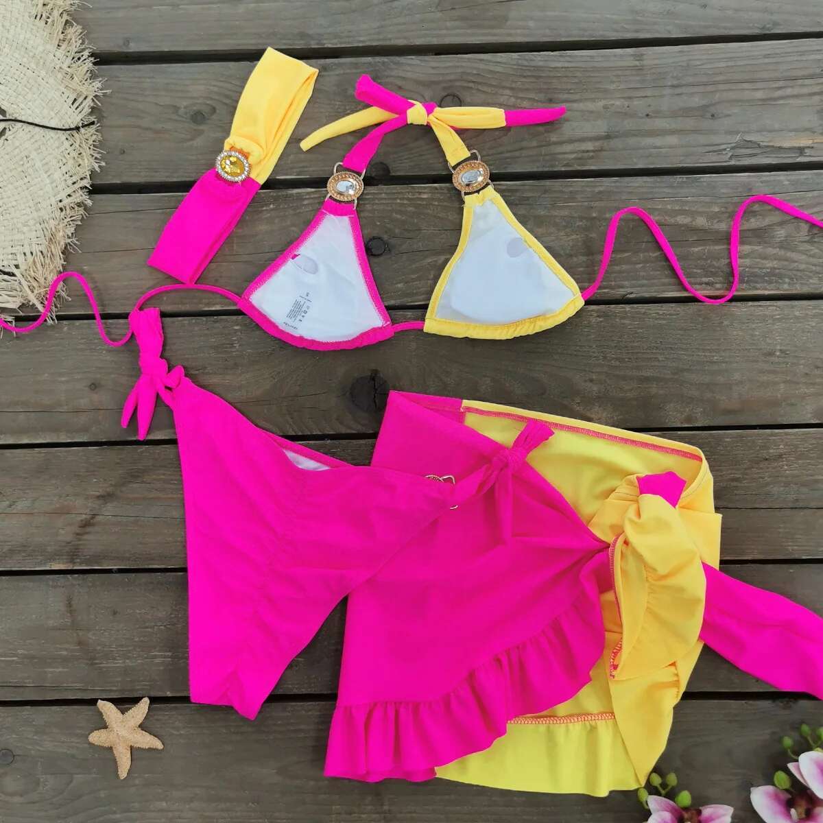 Brazilian Jewelled Rhies Dia Women Swimwear Female Swimsuit Two-piece Bikini set Bather Bathing Suit Swim